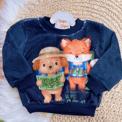  Conj. Casaco Raposa com Doguinho Aventureiros e Calça de Pelinho - Marinho